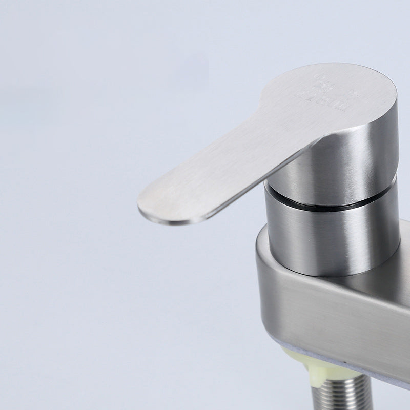 LoungeYard | 304 stainless steel center faucet bathroom single handle hot and cold sink faucet — product view 2
