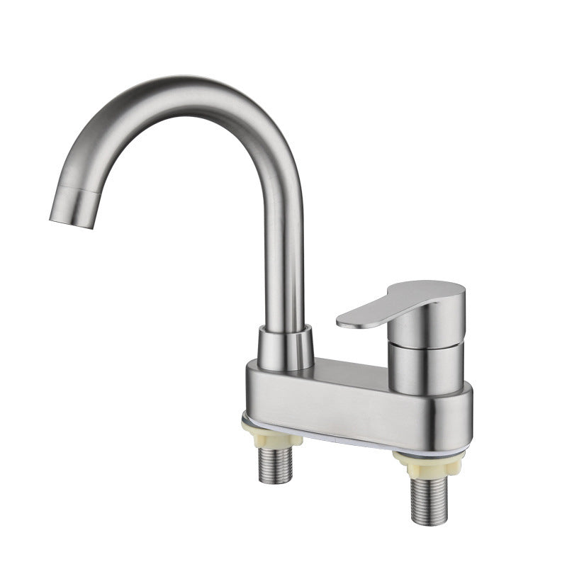 LoungeYard | 304 stainless steel center faucet bathroom single handle hot and cold sink faucet — product view 7