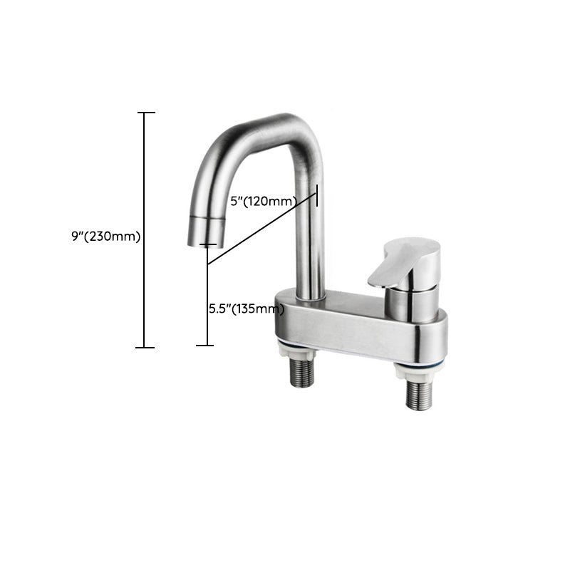 LoungeYard | 304 stainless steel center faucet bathroom single handle hot and cold sink faucet — product view 3