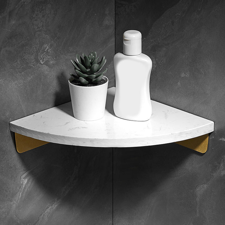 LoungeYard | Marble 2-piece Bathroom Accessory Set Brushed Metal Bathroom Shelf — product view 1