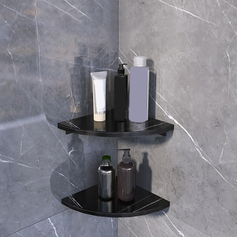 LoungeYard | 3-piece modern bathroom accessory set marble and metal bathroom shelf — product view 3
