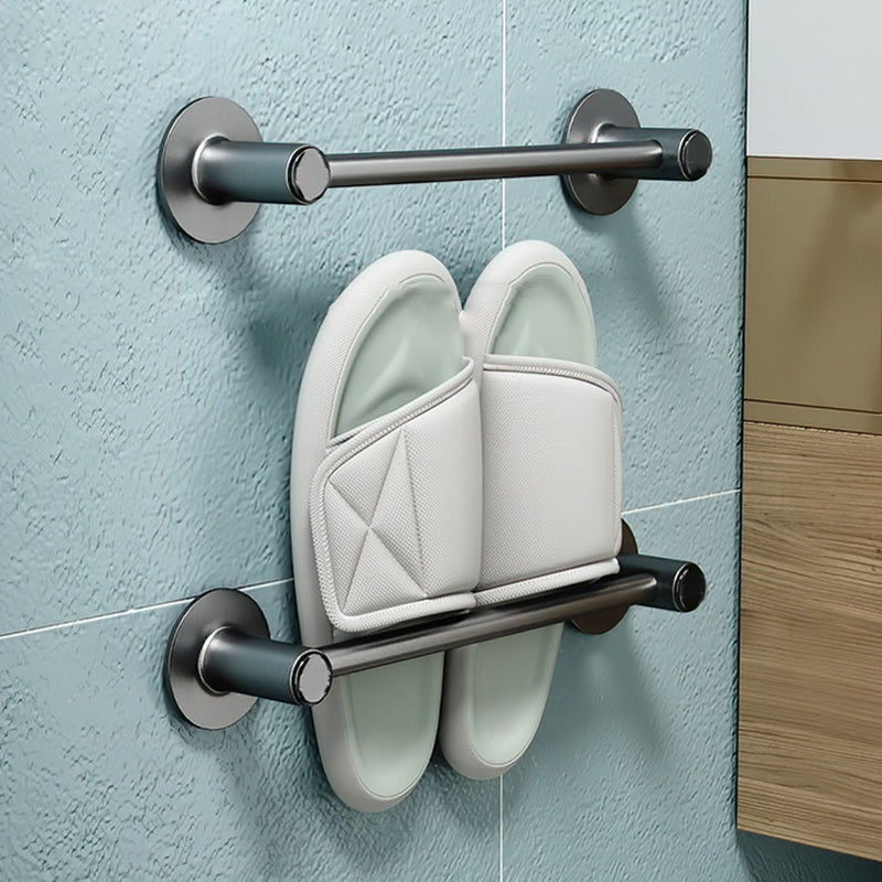 LoungeYard | 2-piece modern bathroom accessories set metal slipper rack/towel bar — product view 1