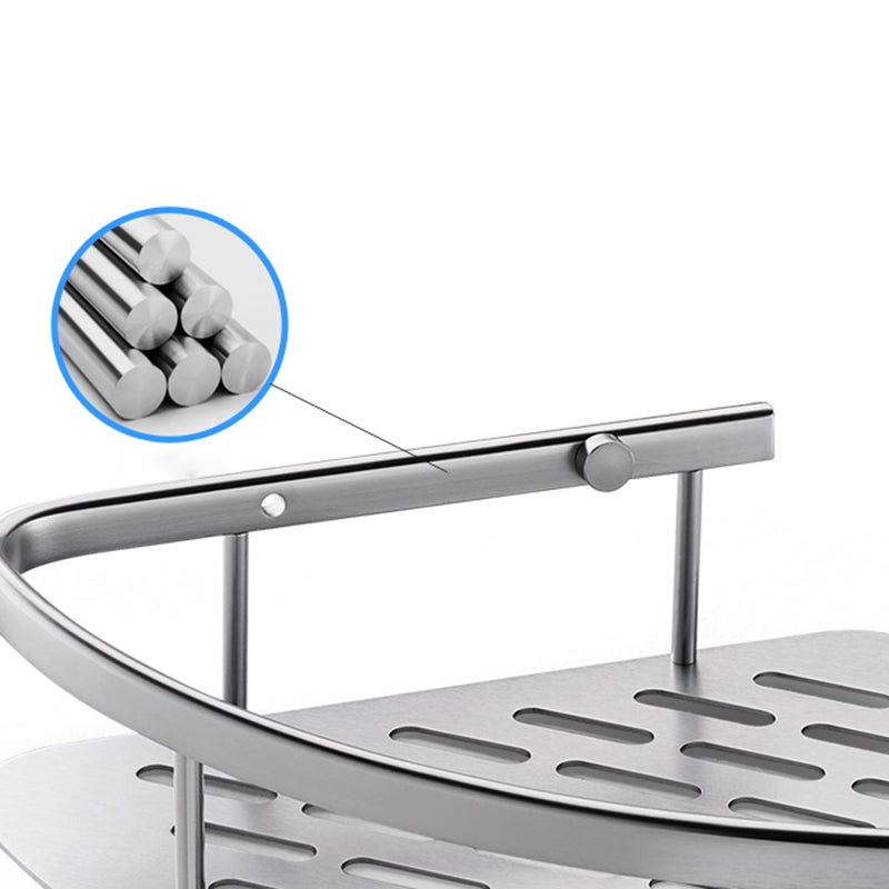 LoungeYard | 3-piece modern bathroom accessory set aluminum bathroom shelf in silver — product view 2
