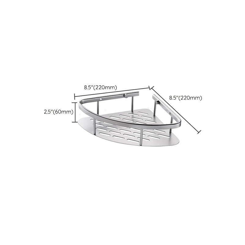 LoungeYard | 3-piece modern bathroom accessory set aluminum bathroom shelf in silver — product view 7