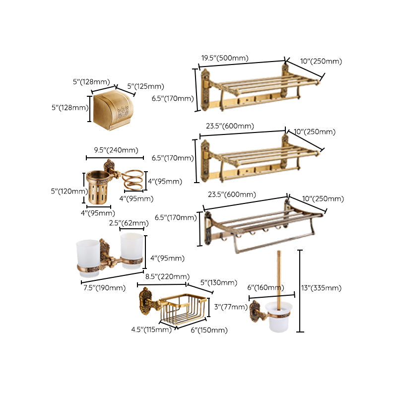 LoungeYard | Traditional Bathroom Accessories Set Gold Bathroom Accessories Kit — product view 6