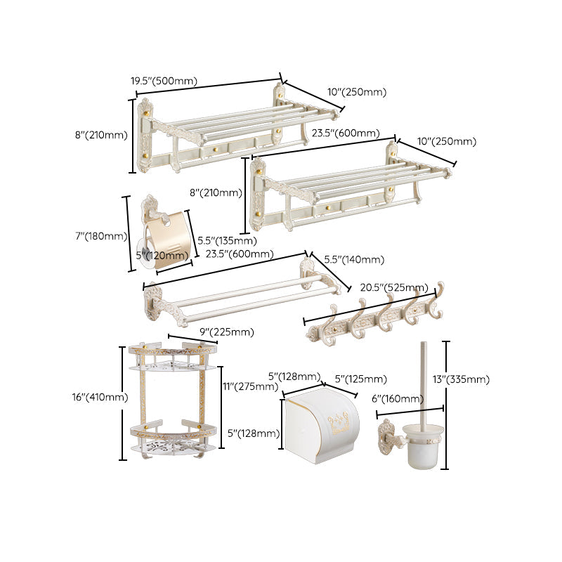 LoungeYard | Traditional Bath Accessories Set White Bathroom Accessories Hardware Set — product view 6