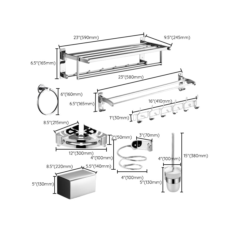 LoungeYard | Modern Bathroom Hardware Set Silver Bathroom Accessories Hardware Set — product view 6