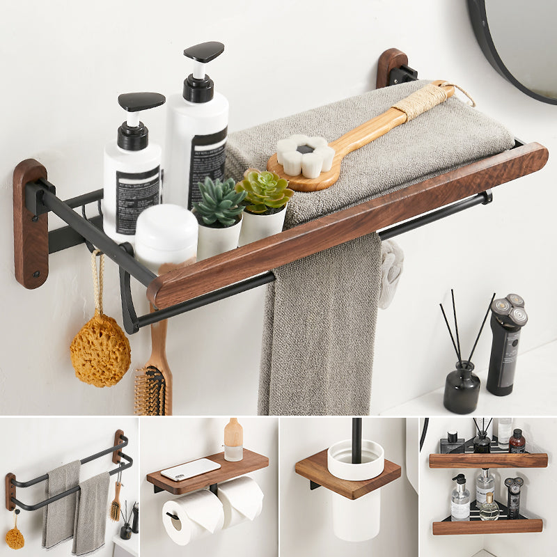 LoungeYard | Solid Wood Bathroom Accessories Set Foldable Metal Bathroom Accessories — product view 4