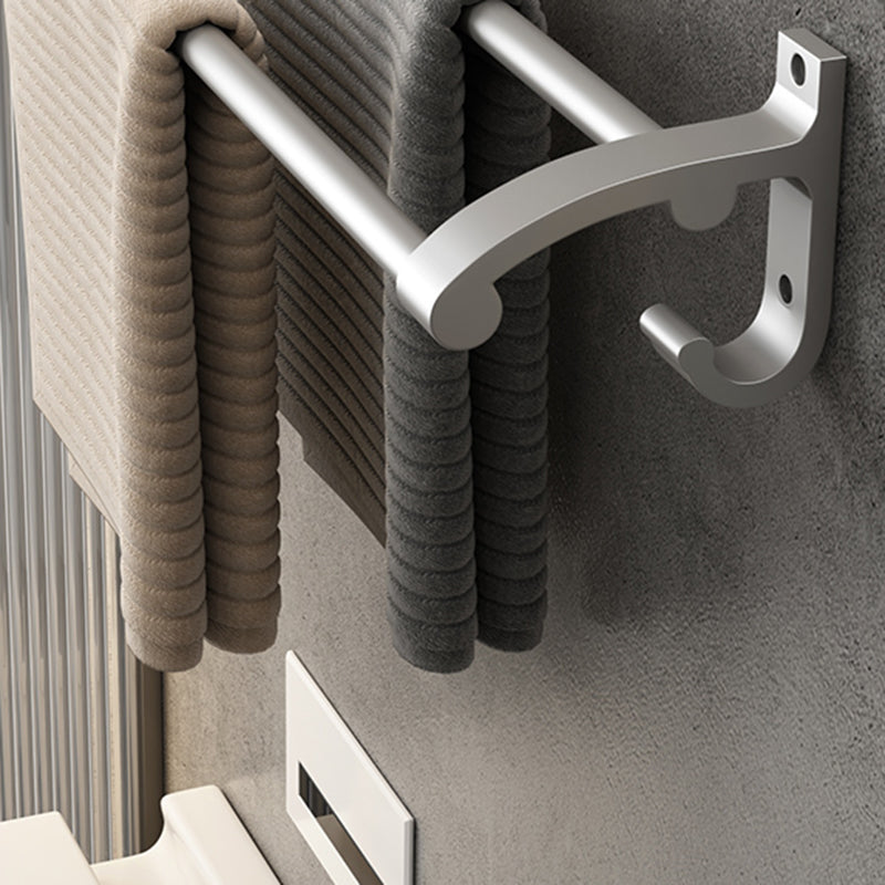 LoungeYard | Contemporary Silver Metal Bathroom Fixture Set with Triangle Bathroom Shelf — product view 3