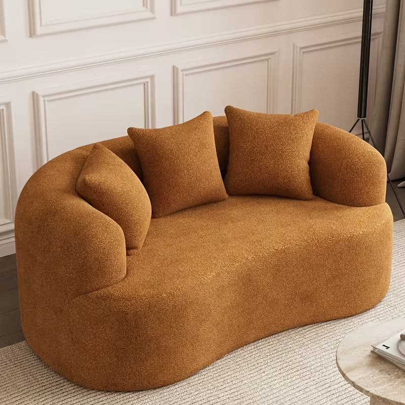 Cloud Sofa | Curved Boneless Chenille Boucle Sectional with Pillows — product view 6