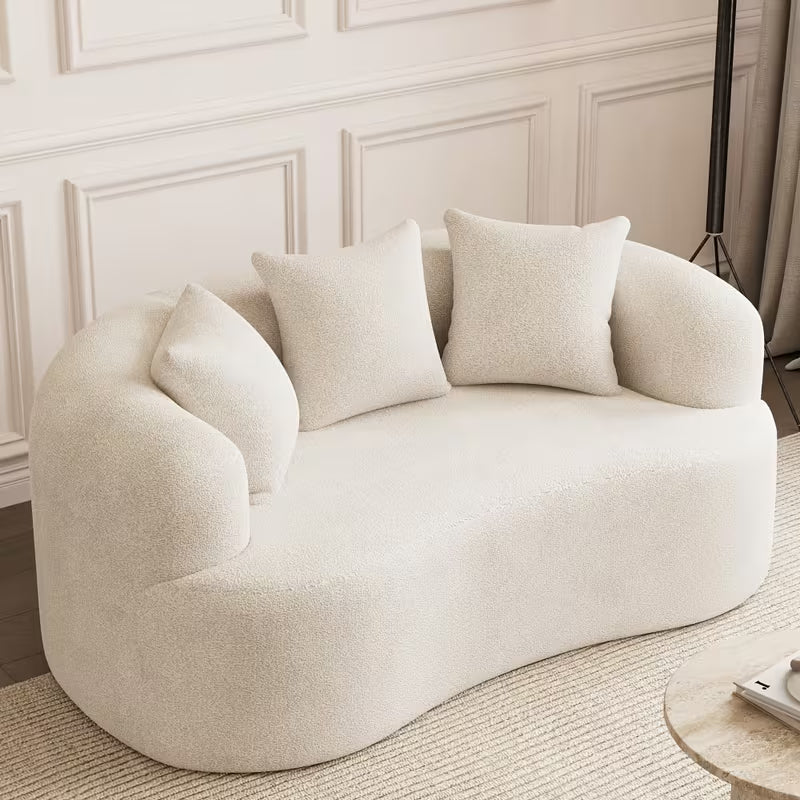 Cloud Sofa | Curved Boneless Chenille Boucle Sectional with Pillows — product view 4