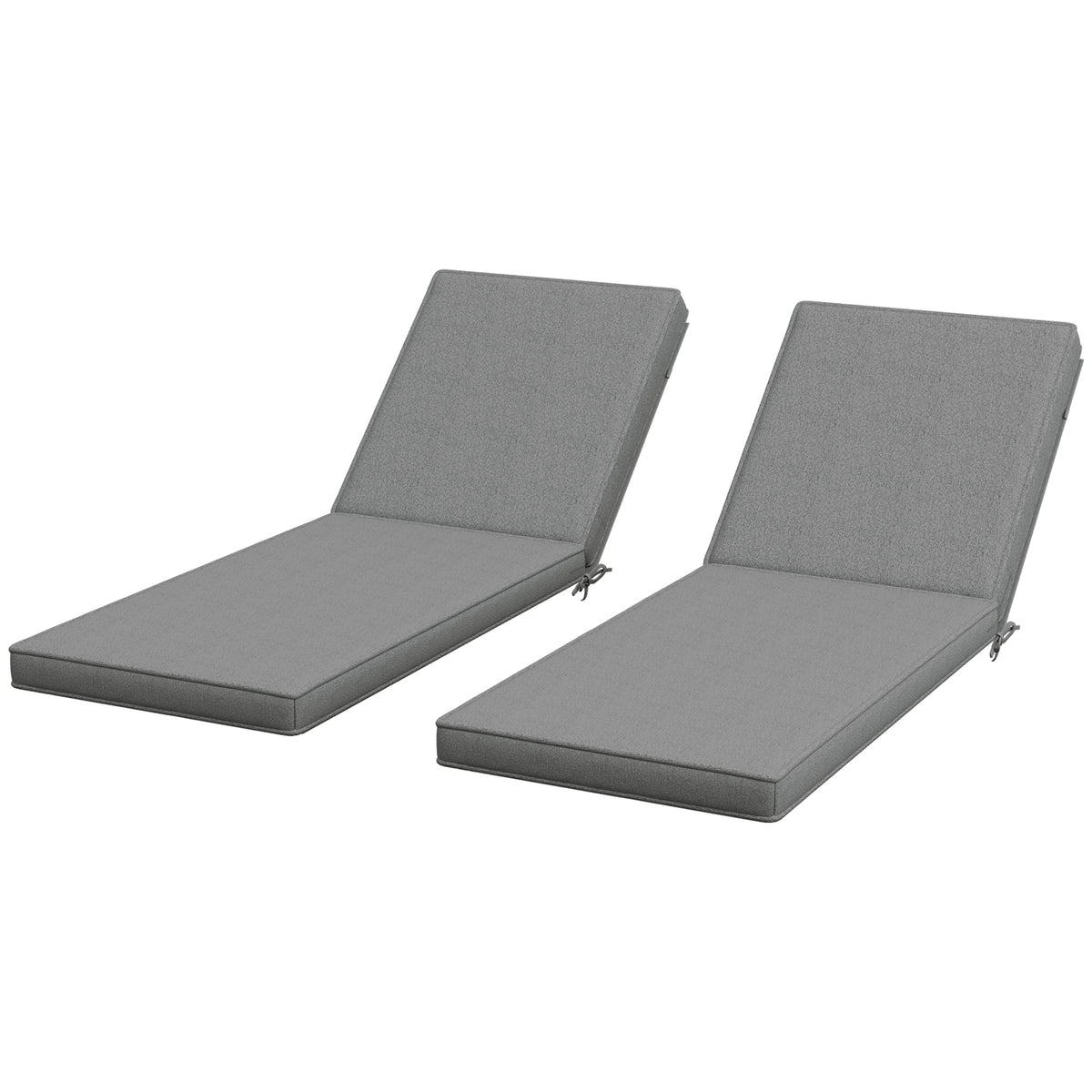 2-Piece Chaise Lounge Cushions, 72" x 21" x 3", Gray — product view 2
