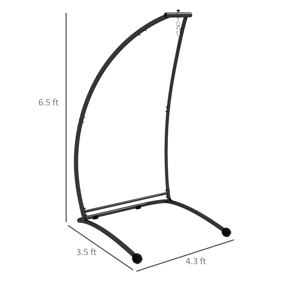C-Shape Hammock Chair Stand, 330 LBS Capacity, Black — product view 5