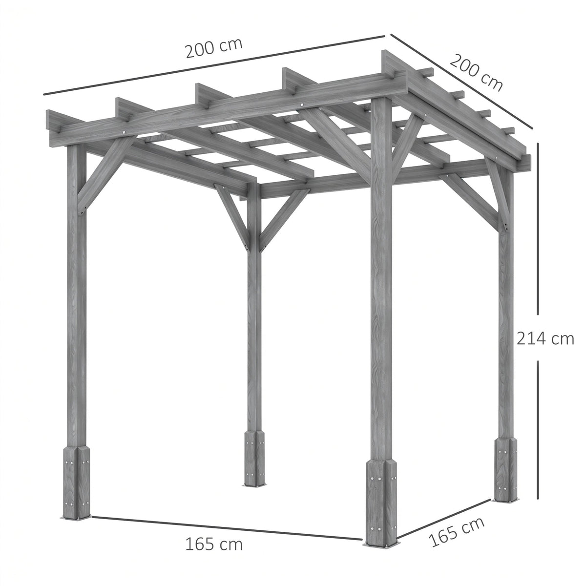PerArbor 2 x 2m Wooden Pergola Kit with Stable Frame for Climbing Vines, Grey — product view 5