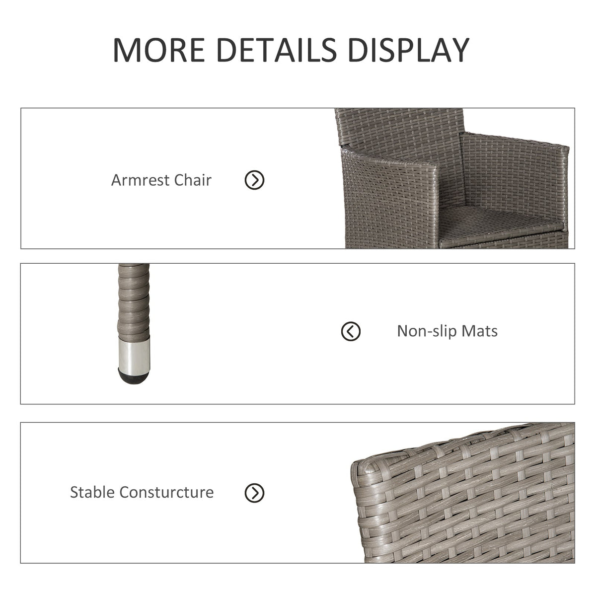 2 Piece PE Rattan Dining Chair Set with Cushions & High Back, Grey — product view 7