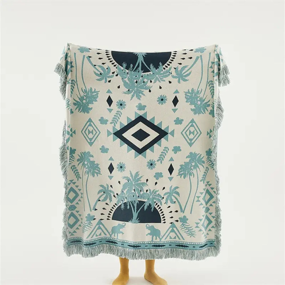 LoungeYard | Azura Boho Geometric Knit Blanket — product view 1