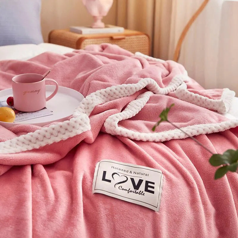 LoungeYard | Pink Flannel Fleece Blanket - BlushCozy — product view 6