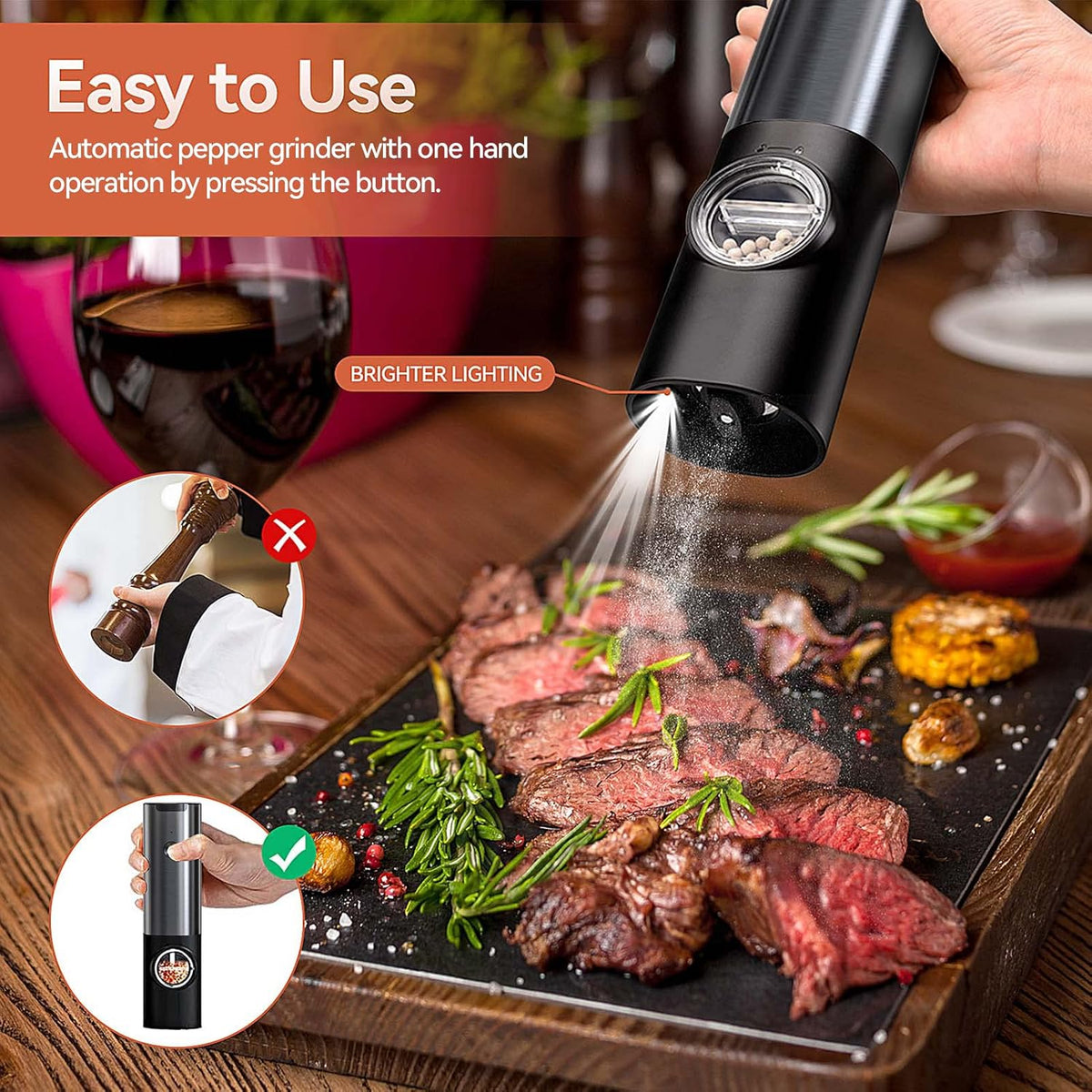 LoungeYard | Noble Electric Salt and Pepper Mill with Battery — product view 2