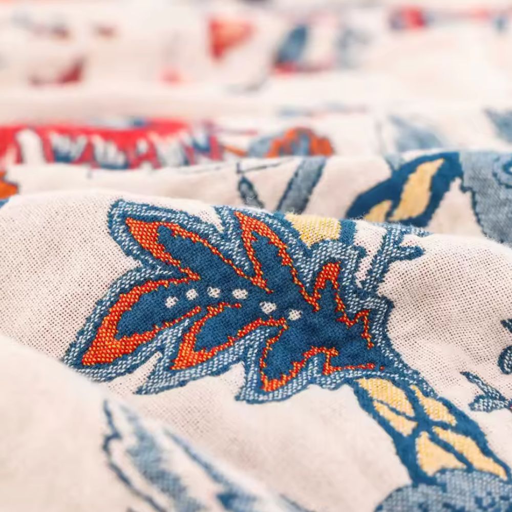 LoungeYard | Retro Botanica Bliss Cotton Blanket — product view 3