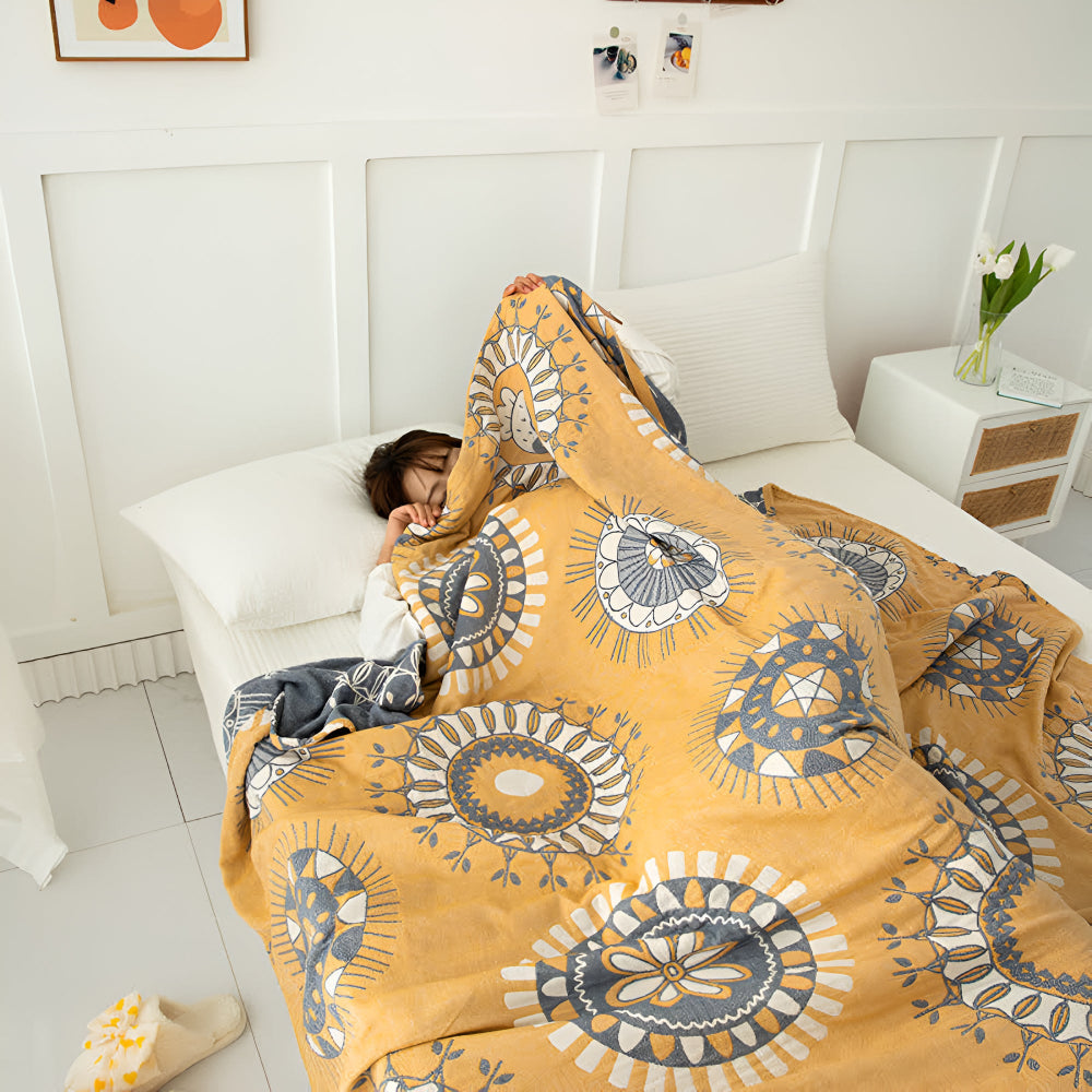 LoungeYard | Blossom Radiance Circle Cotton Blanket — product view 5