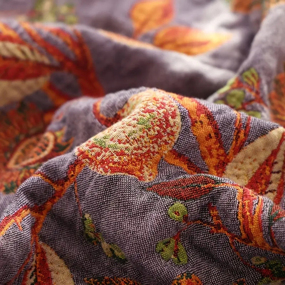 LoungeYard | Botanic Floral Cotton Tassel Blanket — product view 3