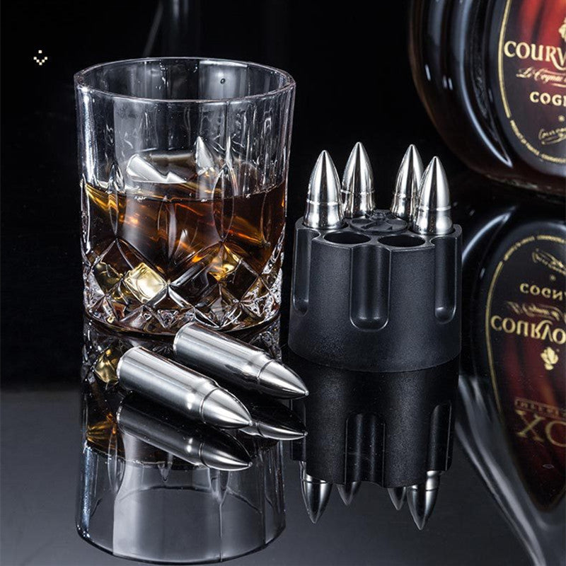 LoungeYard | Stainless Steel Bullet Shaped Metal Ice Cube Mold — product view 1