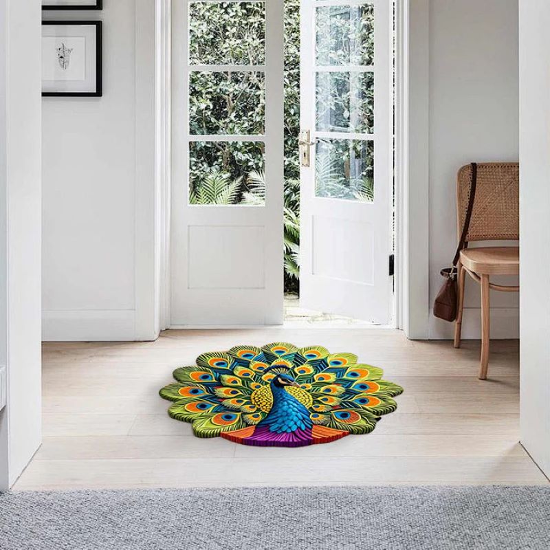 LoungeYard | Quick-drying non-slip peacock floor mat — product view 5