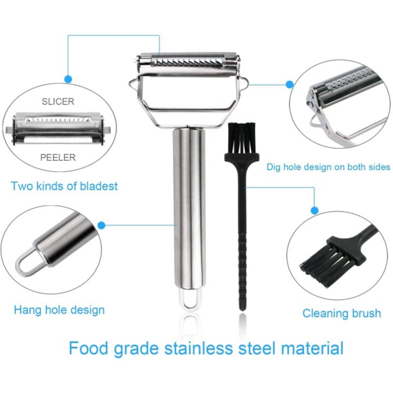 Ultra-sharp stainless steel multifunctional vegetable peeler & julienne cutter — product view 6