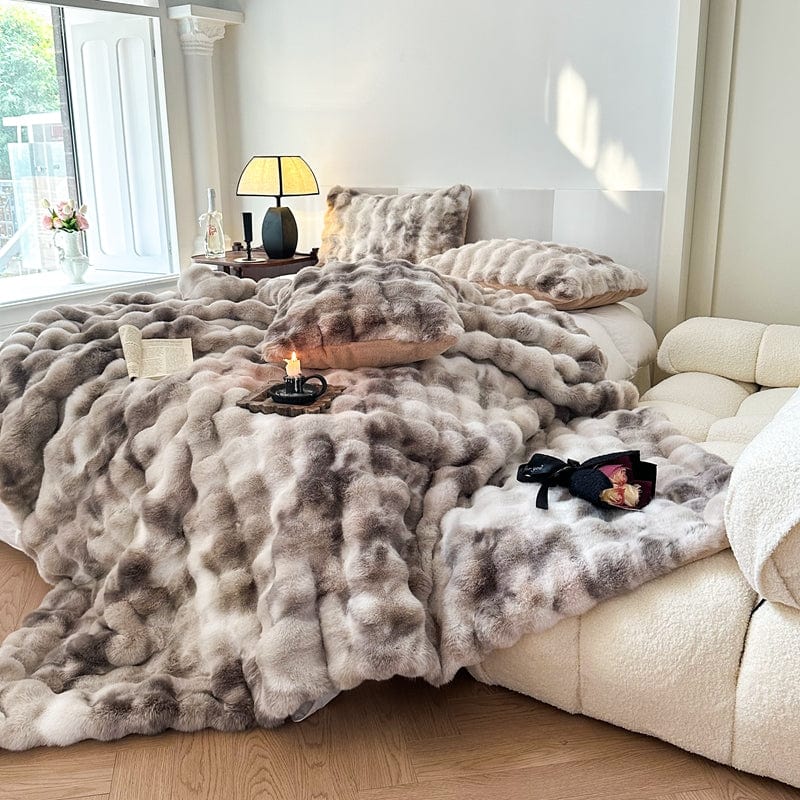 Tie-Dye Rabbit Faux Fur Throw Blanket, Soft — product view 7