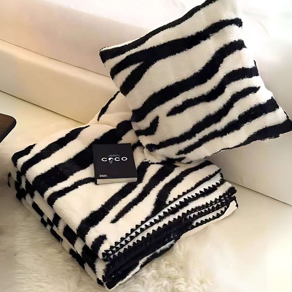 LoungeYard | Zebra Print Luxe Faux Fur Blanket — product view 6