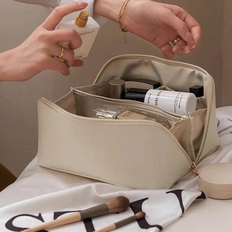 Large Travel Makeup Bag, Water-Resistant PU Leather — product view 6