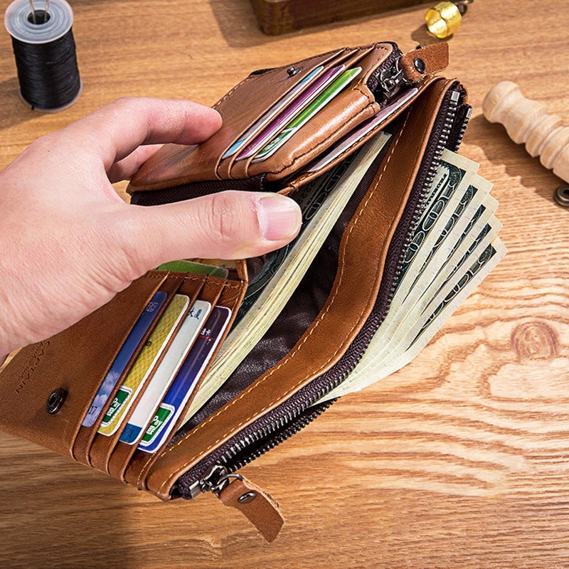 Wallet with multiple compartments Anti-RFID with coin pocket | LoungeYard — product view 2