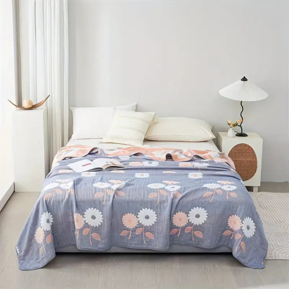 LoungeYard | Zyphara Reversible Cotton Floral Blanket — product view 4