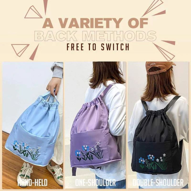 LoungeYard | Simple embroidered drawstring yoga bag — product view 6