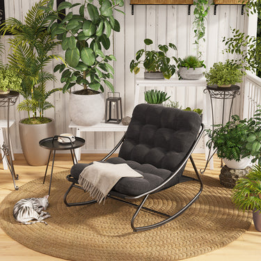 Lounge Yard Samba Indoor & Outdoor Rocking Chair with Thick Tufted Cushion