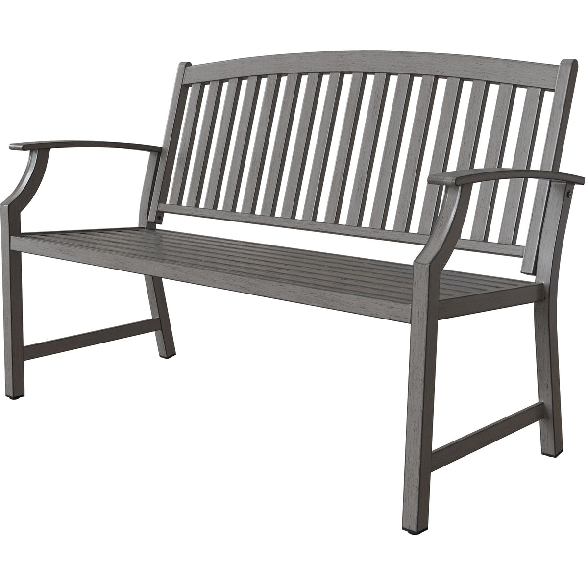 LOUNGE YARD Outdoor Benches - Anti-Rust Aluminum and Steel Garden Bench with Faux Wood Finish for Patio and Park Furniture — product view 2