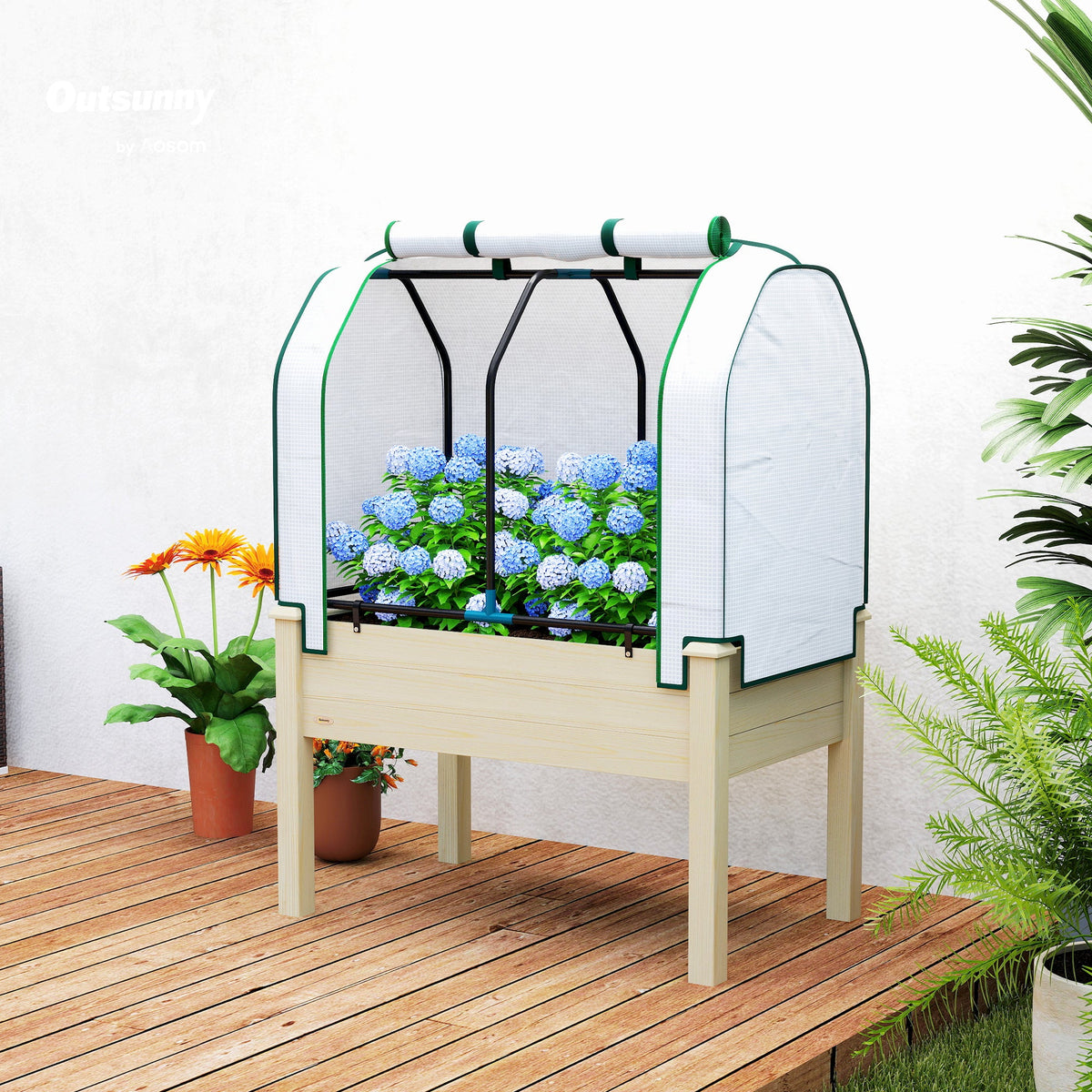 35" x 22" x 47" Raised Garden Bed with PE Cover, Natural — product view 4