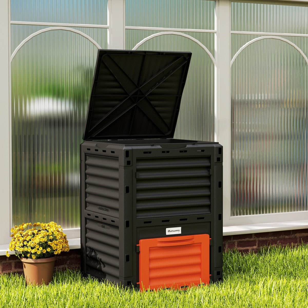 80 Gallon Garden Large Capacity Compost Bin, Orange — product view 4