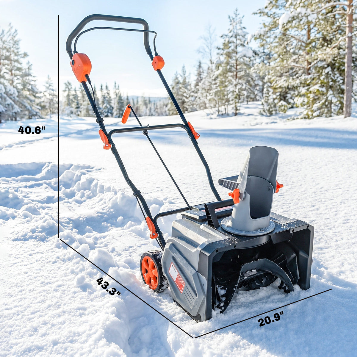 40V 18" Cordless Snow Blower, Brushless 1400W Motor, PU Auger, 2x4Ah Batteries — product view 5