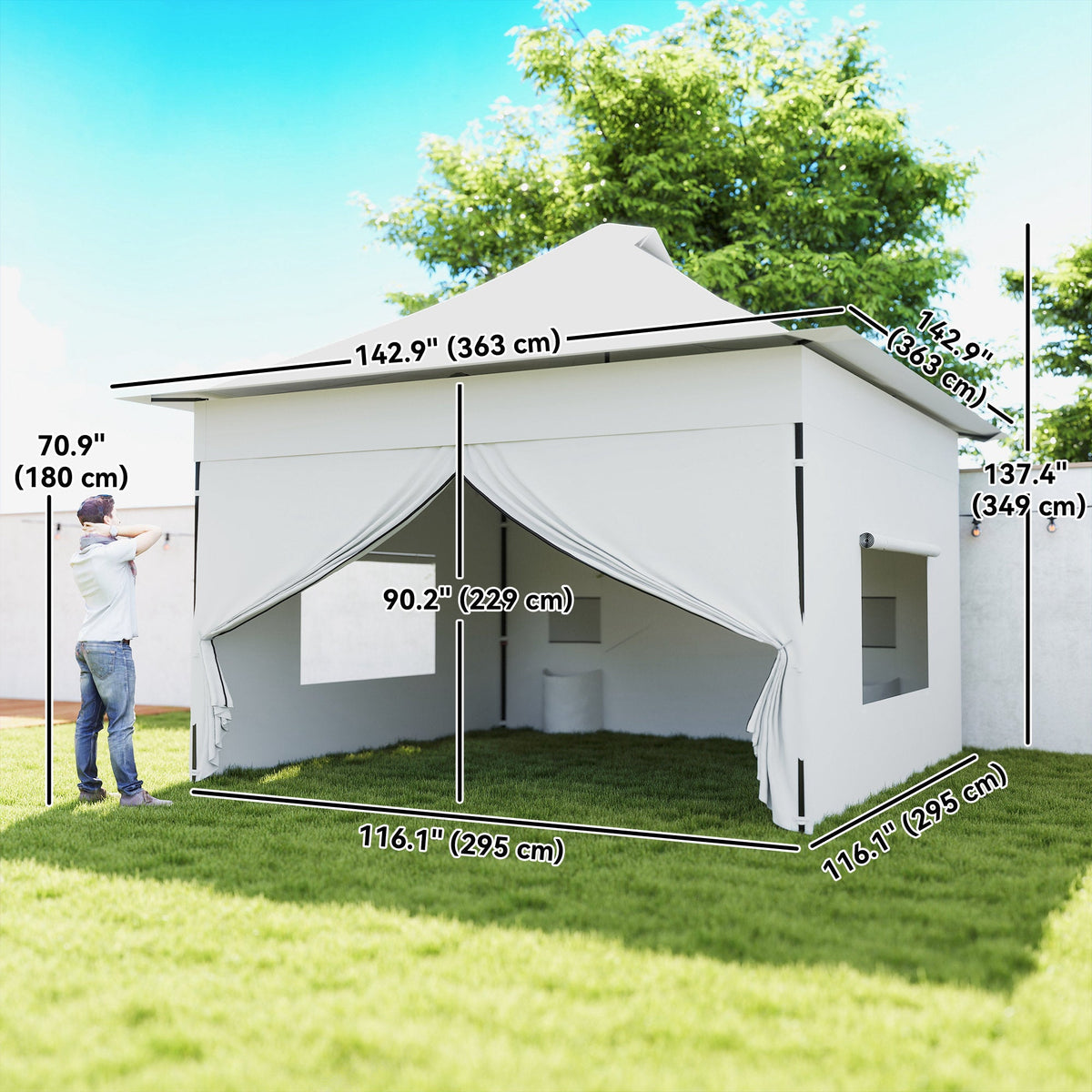 12 x 12 ft Pop Up Canopy Tent with Sidewalls and Wheeled Bag, Silver — product view 5