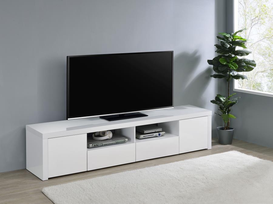 Jude White High Gloss 79" TV Stand with 2 Doors & 2 Drawers – 704262 — product view 1