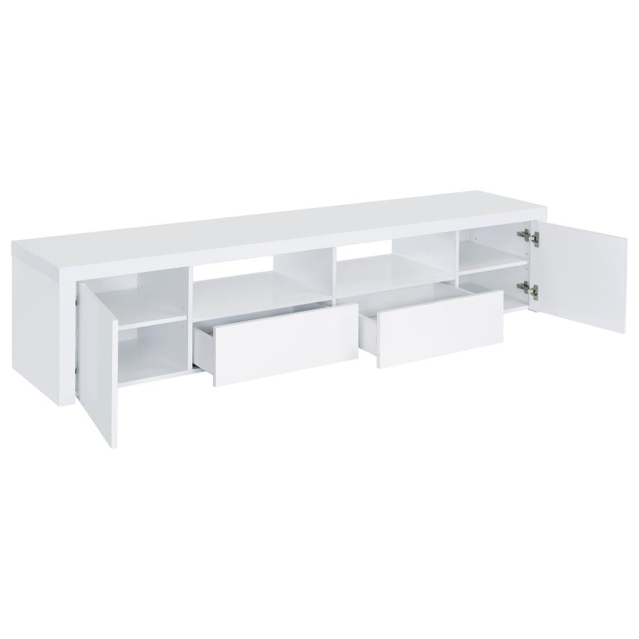 Jude White High Gloss 79" TV Stand with 2 Doors & 2 Drawers – 704262 — product view 3