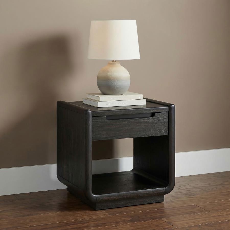 Leandro 1-Drawer Occasional Side End Table Burnished Black – 704637 — product view 1