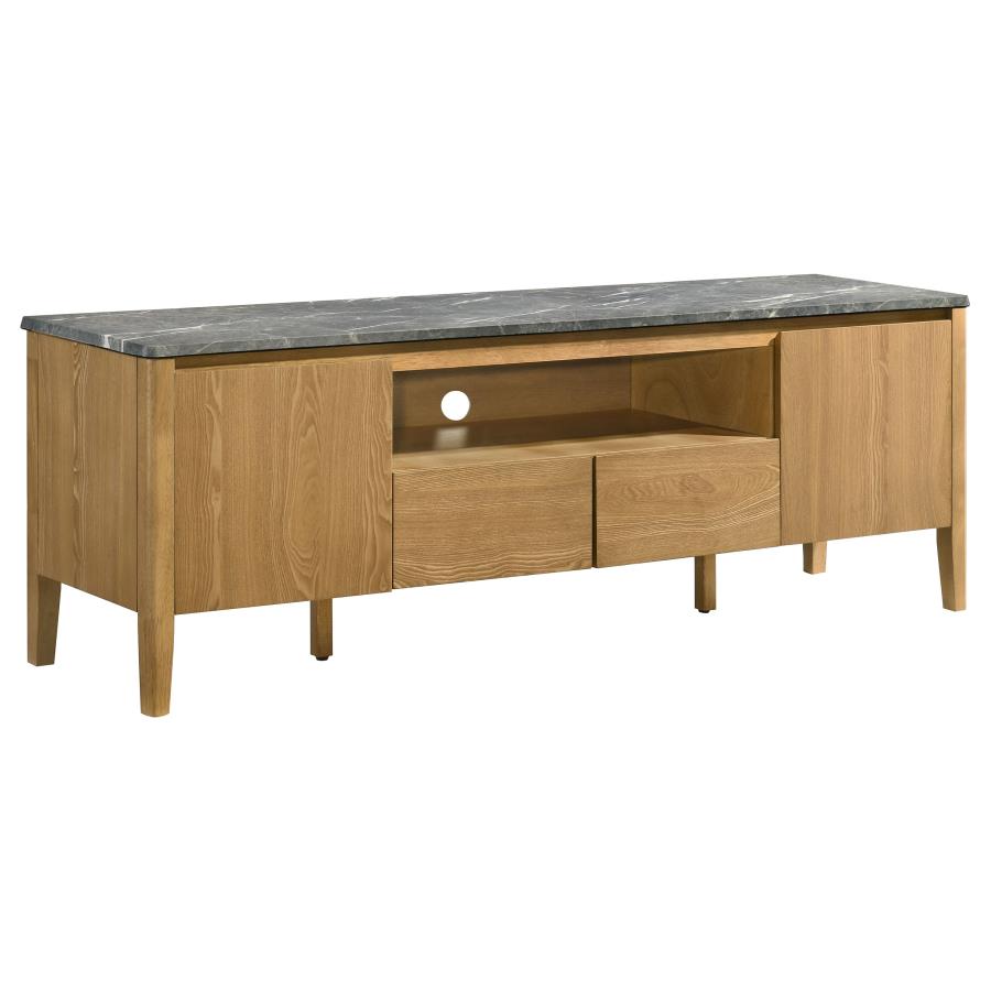 Bradley Grey Faux Marble Top Natural Wood 63" TV Stand – 706442 — product view 3