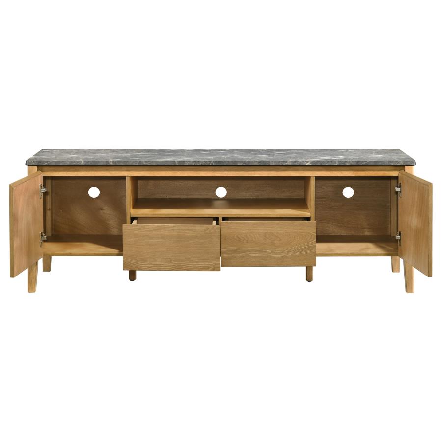 Bradley Grey Faux Marble Top Natural Wood 63" TV Stand – 706442 — product view 2