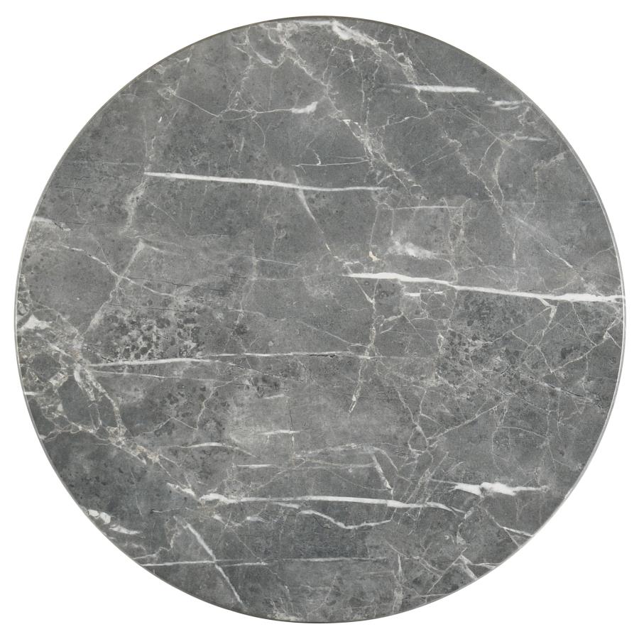 Bradley Grey Faux Marble Top Natural Wood 24" Round End Table – 706447 — product view 3