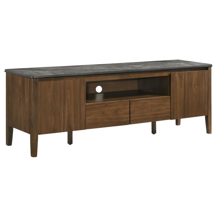 Bradley Smokey Grey Faux Marble Top Brown Wood 63" TV Stand – 706452 — product view 3