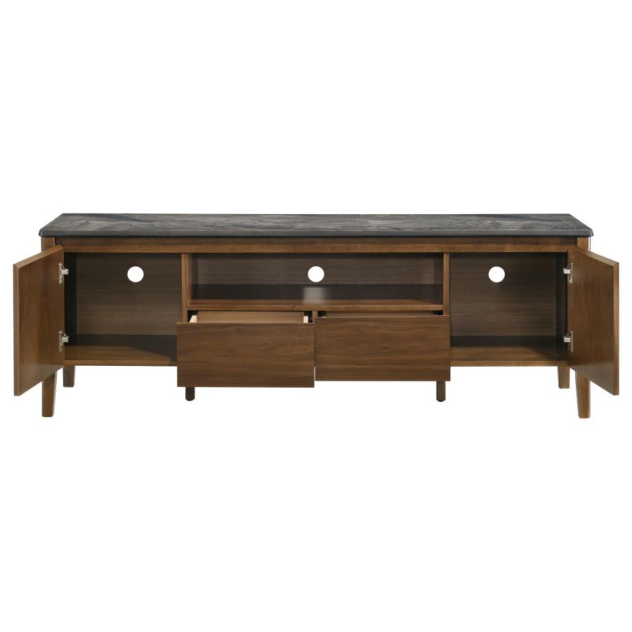 Bradley Smokey Grey Faux Marble Top Brown Wood 63" TV Stand – 706452 — product view 2