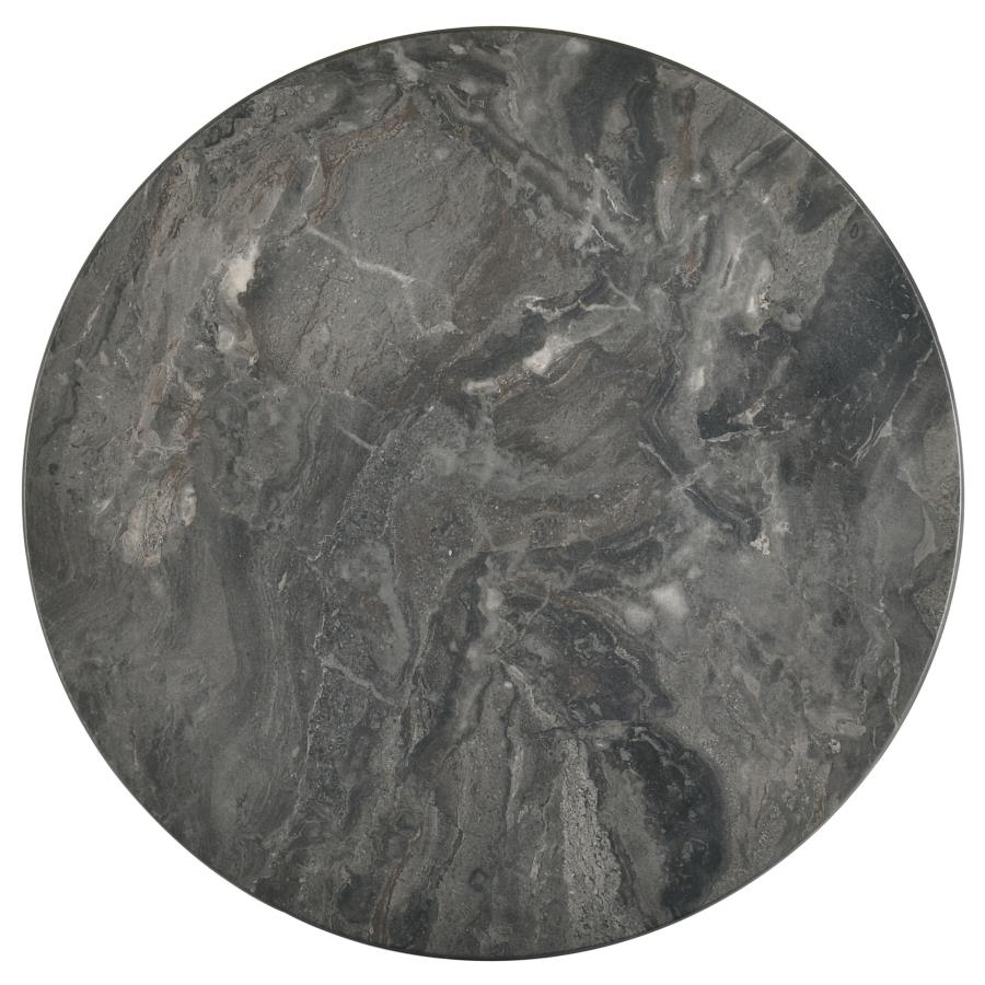 Bradley Smokey Grey Faux Marble Top Brown Wood 24" Round End Table – 706457 — product view 3