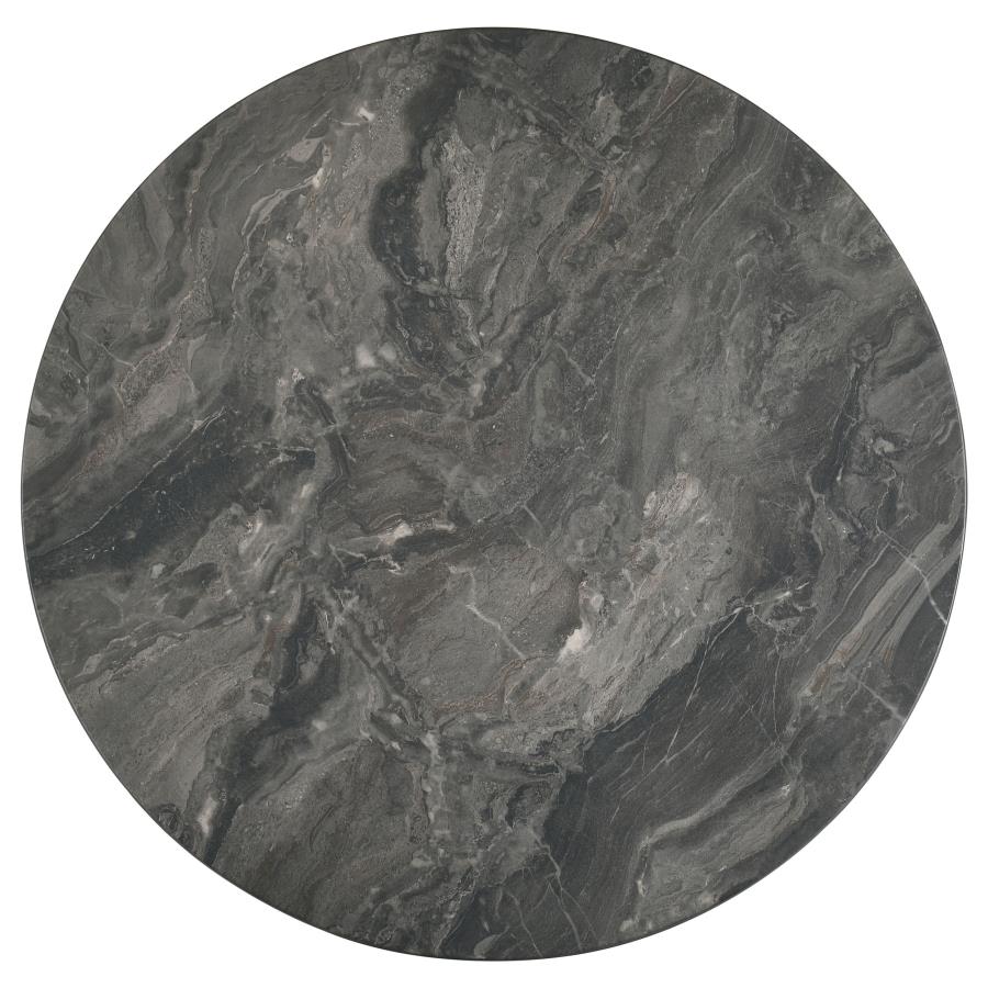 Bradley Smokey Grey Faux Marble Top Brown Wood 36" Round Coffee Table – 706458 — product view 3